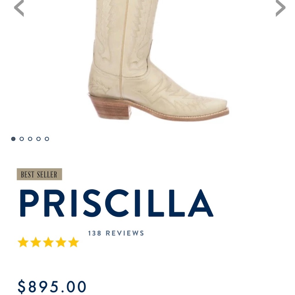 Lucchese Glitz Cream cowboy boots. New!